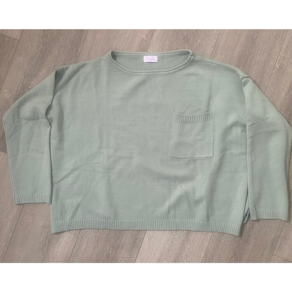 NWOT Pink Lily Light Green Oversized Crewneck‎ Sweater Size Small